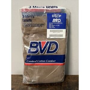 VTG DSCP Military Men's Briefs Sz 32 Brown 3-Pack Underwear Cotton BVD, USA MADE